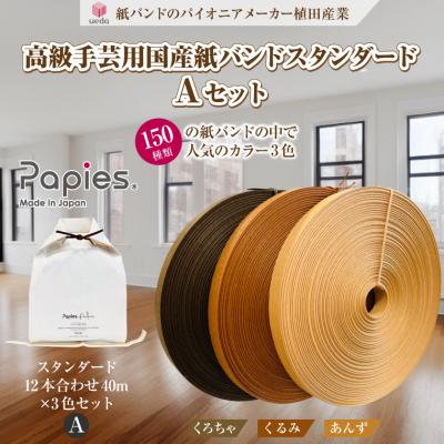 ふるさと納税 富士市 植田産業イチオシ 手芸用紙バンドPapies人気カラー12本合わせ40m×3種 Aセット(1842)