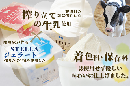 牧場直送！食べ比べ|しぼりたて生乳|極上ジェラートSTELLA8個|90g×8個|ミルク 抹茶 いちご きなこ4種×2個| 厳選素材 アイス プレゼント 贈り物 お中元 お歳暮 ご自宅用 美味しい贅沢
