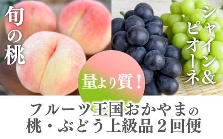 【定期便】【きよとうファーム】量より質！桃5-7玉とピオーネ＆シャインマスカット大２房の上級品(定期便)(岡山県産) / もも ピオーネ ぶどう シャインマスカット 果物 フルーツ 岡山 真庭市 きよとう果樹園【KF-T056-02】