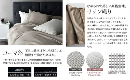 日本製 ボックスシーツ シングルサイズ 綿サテン アローズ 「グレーアンティーク」 寝具 
