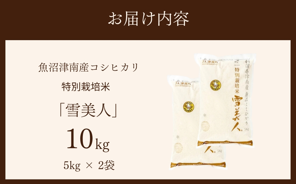 【3ヶ月定期便】【令和7年産】魚沼産コシヒカリ 特別栽培米「雪美人」10kg(5kg×2袋)