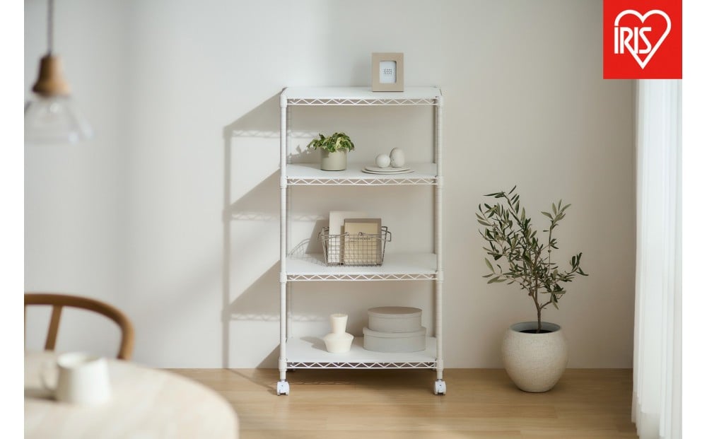 
            カラーメタルラック　ウッドボード付き CMM-55104B ホワイト
          