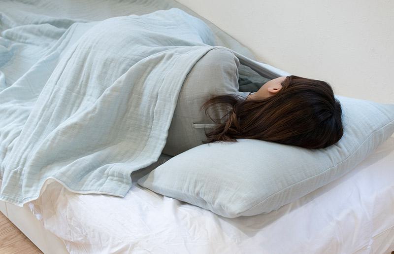 【スピード発送】sasara 4重ガーゼケット+ピローカバーセット（ミストブルー） G2103