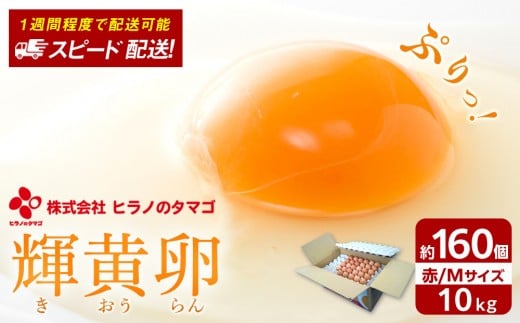 
            ヒラノのたまご 輝黄卵(きおうらん)赤Mサイズ10kg(160個前後)【卵 たまご タマゴ  国産 新鮮 直送 朝ごはん 卵かけごはん AJ001】
          