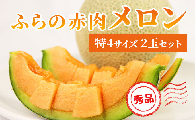 【 2026年発送 先行予約 】 ふらの 赤肉メロン 2kg～2.6kg 2玉 厳選 秀品 特4サイズ セット めろん 果物 フルーツ デザート くだもの 旬の果物 旬のフルーツ ファーム富良野 北海道