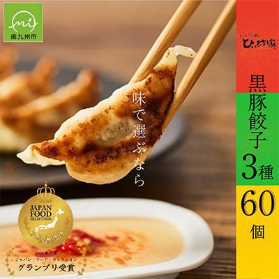 ふるさと納税 南九州市 ひぃ坊家の黒豚餃子3種60個 (タレ付)