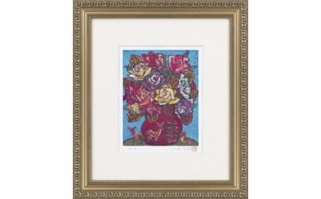 絹谷幸二版画「蒼天ふるさと薔薇」　絵画　アート　絵画　アート　絵画　アート　絵画　アート　絵画　アート　A-31  奈良 なら