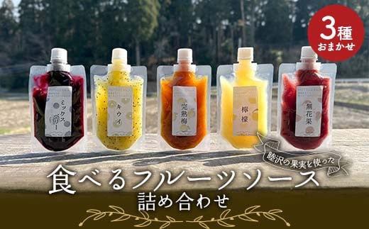 睦沢の果実を使った「食べるフルーツソース」おまかせ3種詰合せ 梅 いちじく ミックスベリー キウイ レモン セット ジャム 加工品食 食品 千葉県 睦沢町 F21G-276