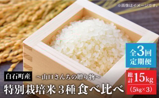 【令和8年1月以降発送】【全3回】特別栽培米 3種 食べ比べ 定期便 各回 5kg～山口さんちの贈り物 ～【y'scompany】佐賀県産 特別栽培米 米 お米 人気 高評価 九州 佐賀県 白石町 [IAS014]