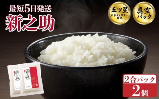 【最短5日発送！】新之助 真空パック お試し 2合×2個 0.6kg 令和7年産 新潟県産 五つ星お米マイスター 米 rice 小分け 少量 お裾分け 一人暮らし 新発田産 備蓄 非常 防災 長期保存 アウトドア ごはん 精米 白米 おこめ お米 新潟県 新発田市 三糧 こめ sanryo019