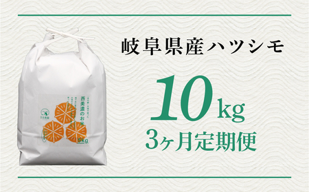 【先行予約！】【3回定期便】令和7年度産 ハツシモ10kg　～水の都大垣の豊富な湧き水で育ったお米 ～