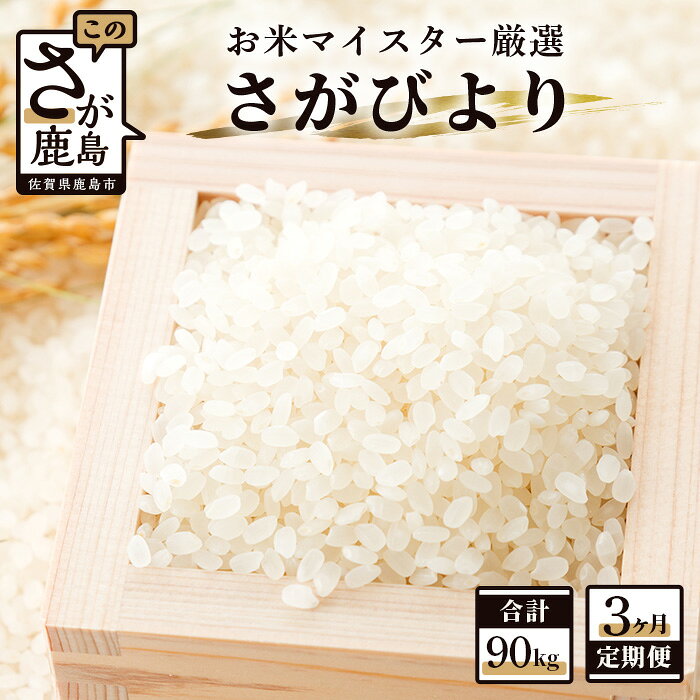 【ふるさと納税】【3ヶ月定期便】鹿島市産 さがびより 白米 30kg×3回 定期便 3か月 合計90kg 合計3回発送 お米 米 精米 国産 九州産 佐賀県 鹿島市 送料無料 N-4