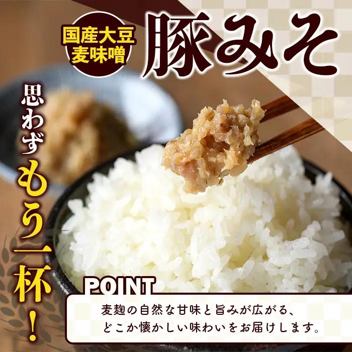 国産大豆麦味噌使用！ご飯のお供セット(豚みそ+にんにくみそ・合計6パック) 国産 味噌 みそ 麦味噌 麦みそ 豚味噌 ぶたみそ にんにく味噌 自家製 手作り ごはんのお供 おかず おつまみ 万能調味料