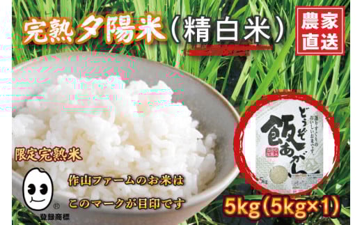 ＼新米 令和7年産／ 完熟夕陽米 (精白米) 5kg ひとめぼれ 特別栽培米 生産農家直送 (CP037)