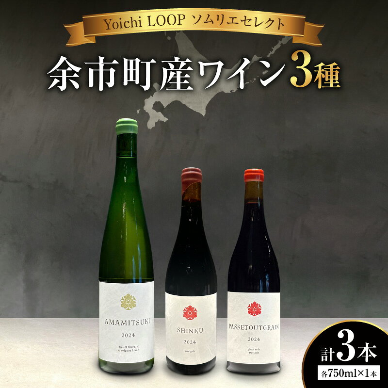【ふるさと納税】Yoichi LOOP ソムリエセレクト 余市町産ワイン【3種】AMAMITSUKI 2024・SHINKU 2024・PASSETOUTGRAIN 2024 3本セット 北海道 余市町 送料無料