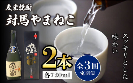 【全3回定期便】麦米焼酎 対馬やまねこ 25度 720ml 2本セット対馬 酒 贈り物 米焼酎 焼酎  [WAX022]