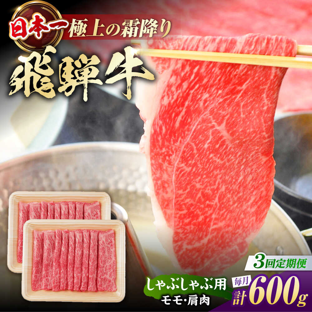 【ふるさと納税】【3回定期便】 飛騨牛 しゃぶしゃぶ用 赤身 600g（300g×2） / しゃぶしゃぶ 牛肉 和牛 定期便 肉 / 白川町 / 浅井商店[AWBJ018] 飛騨牛 岐阜県 銘柄牛 霜降り BBQ アウトドア モモ 肩 モモ肉 かた肉 スライス 小分け ギフト 焼き肉 焼肉 もも肉 ひだ牛 肉
