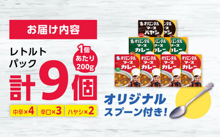 マースカレー・ハヤシレトルトセット3種9個（オリジナルスプーン付） / レトルトカレー 中辛 辛口 ハヤシライス ご当地 カレー / 稲沢市 / オリエンタル [BMAM004]