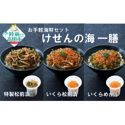 ふるさと納税 陸前高田市 【簡単海鮮丼】けせんの海 一膳 3種セット 松前漬 いくら松前漬 いくらめかぶ