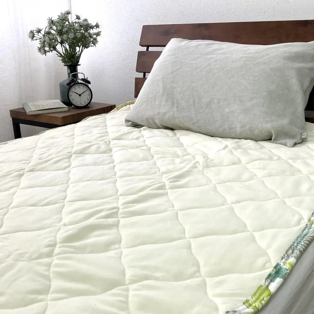 【訳あり 数量限定】ガーゼプリント 敷パッド 1枚 【ダブル】120×205cm ベージュ SH-3116PW