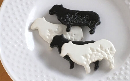 【美濃焼】 ひつじのカトラリーレスト 4点セット 多治見市 / みなかわねこ 羊 箸置き モノトーン[TFG006]