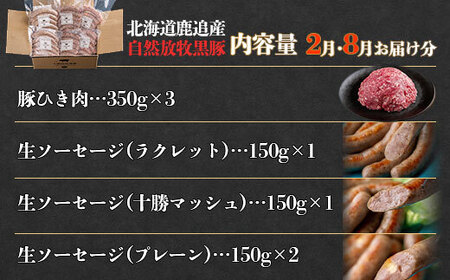 自然放牧黒豚 圧巻の豚肉おまかせ定期便（12ヶ月分） 【 北海道 無添加 送料無料 】 SKN013