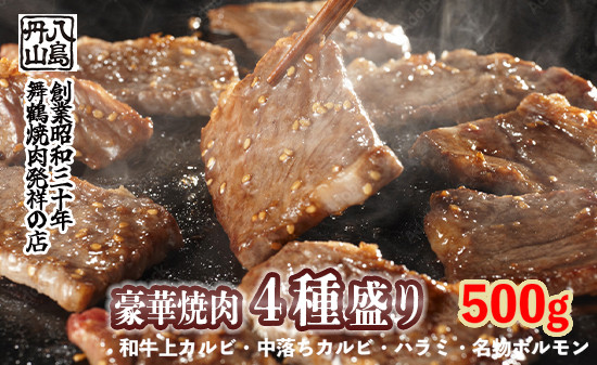 
                  舞鶴焼肉 発祥の店 豪華 ４種盛 焼肉 500g セット 冷凍 上カルビ・ハラミ・中落ちカルビ・ホルモン 舞鶴焼肉 発祥の店 八島丹山
                