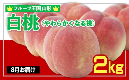 ☆フルーツ王国山形☆ 白桃 秀品 2kg [やわらかくなる桃] 8月お届け  FZ26-810