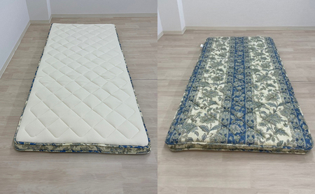 綿スムース生地を使用した羊毛100％わた入三層構造の『もっといい敷布団』  100×210cm 寝具 敷き布団 布団 シングルロング 羊毛 新潟市 新潟 ブルー