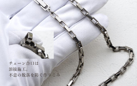 幅4mmボックス / チタンネックレス / SQUARE CORNER / 中折れ留め具 【50cm】 チタン製 【ネックレス チェーン アクセサリー おしゃれ つけっぱなし 軽量】 [L-20302