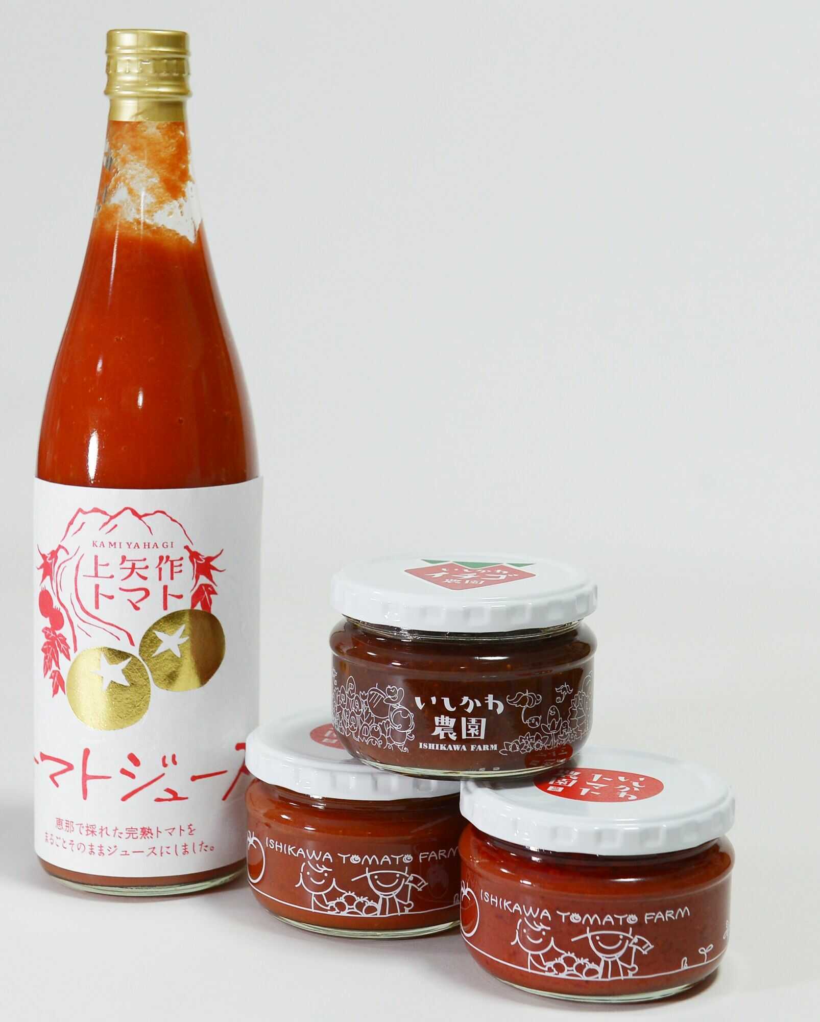 【ふるさと納税】【ギフト箱入り】トマトお楽しみセット（ジュース・ケチャップ・ソース）いちごジャム付き / とまと トマト トマトジュース ケチャップ トマトソース いちごジャム / クリエイティブファーマーズ[AUAH012]