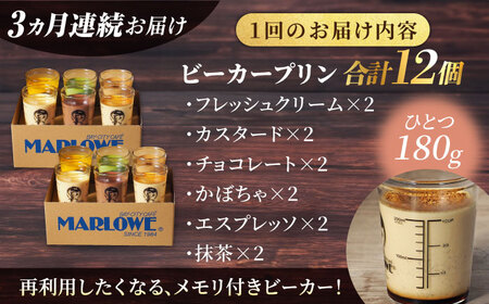 【全3回定期便】葉山ビーカープリン パーティーアソート セット 6種×2個 詰め合わせ（カスタードプリン・かぼちゃプリン・抹茶プリン・北海道フレッシュクリームプリン・エスプレッソプリン・チョコレートプ