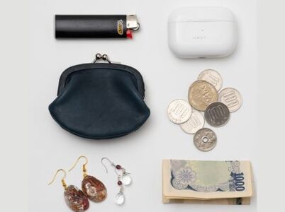 徳島で染め上げた革製品【泥染】がま口財布 S（小銭・小物入れ）