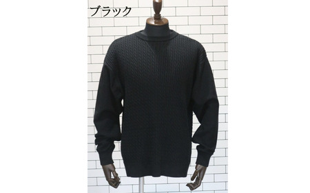 スウェットプルオーバー ケーブル柄 ( ブラック M ) メンズ ニット