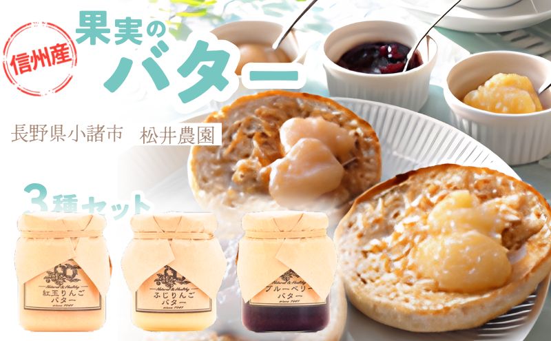 バター【バターセット】りんご リンゴ りんごバター 紅玉 ふじ ブルーベリー フルーツバター 完熟 アップル 果物 ペースト トッピング バタースプレッド トースト ヨーグルト 信州 長野