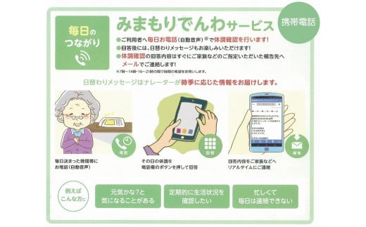 
郵便局のみまもりサービス「みまもりでんわサービス」（携帯電話、6カ月間）
