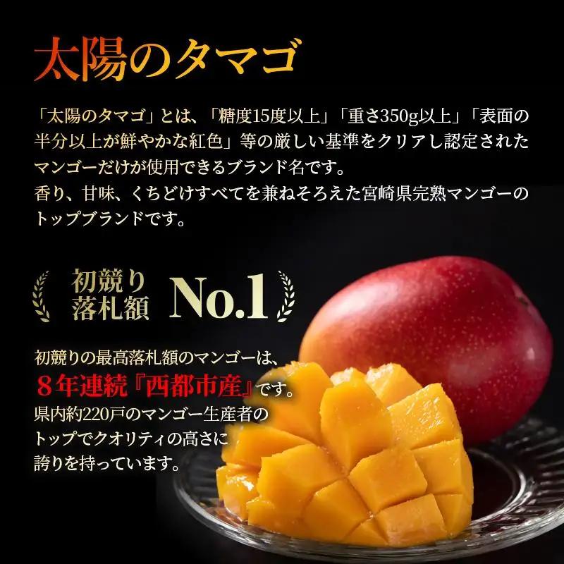 【先行予約】糖度15度以上 最高級ブランド『太陽のタマゴ』1㎏程度　宮崎県西都市産完熟マンゴー ＪＡ西都 2026年発送＜2-2a＞