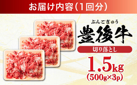 【全12回定期便】【たっぷりお得！】おおいた豊後牛 牛肉 切り落とし 1.5kg (500g×3) 日田市 / 株式会社MEAT PLUS　肉 牛肉 和牛[AREI052]