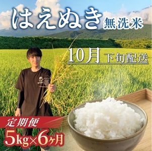SG0122　10月下旬発送開始／【6回定期便】令和8年産 ［無洗米］はえぬき　5kg×6回(計30kg) 農家直送 HO