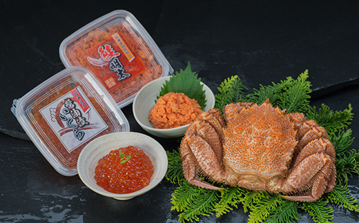 【蟹と魚卵の豪華セット！】ボイル毛ガニ400g×1尾&鮭明太90g&いくら醤油漬け90g ふるさと納税 かに いくら F4F-8827
