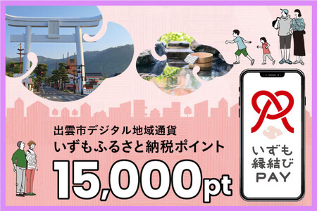 出雲市 デジタル地域通貨「いずも縁結びPAY」 いずもふるさと納税ポイント15,000pt（1pt＝1円）【15,000円分 電子決済 キャッシュレス 飲食 宿泊 体験 電子マネー 島根県 出雲市】