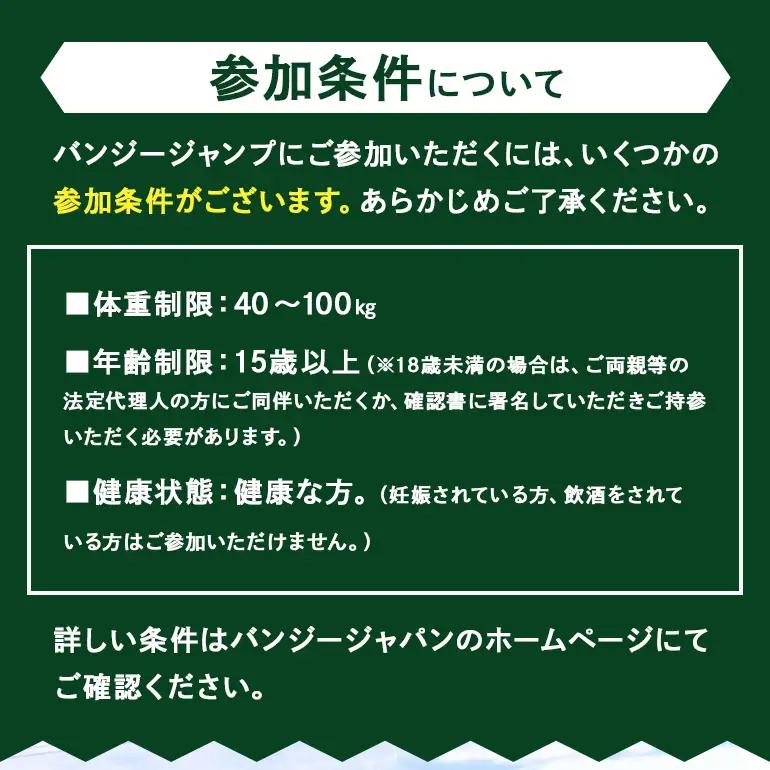 【ふるなびWEEK対象】【高さ215ｍ】日本一のバンジージャンプ「岐阜バンジー」体験券 1名様分 (207)