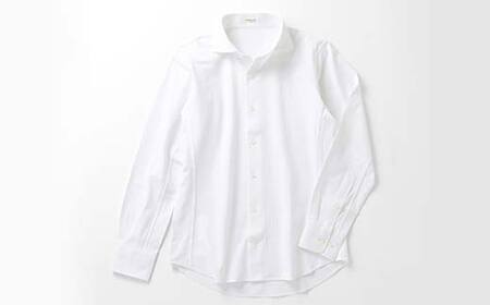 白河市の縫製工場が縫い上げる逸品！宇宙心地シャツ ヘリンボーン ワイドカラー 【ホワイト】リラックスフィット【M】 F24R-010