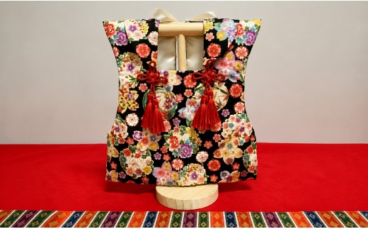 【3.黒色系（桜・牡丹・紅葉）】【選べる8色】ベビーお祝い着(被布)