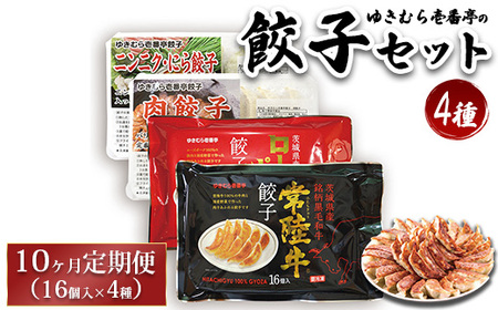 【定期便10ヶ月】ゆきむら壱番亭の4種の餃子セット※離島への配送不可