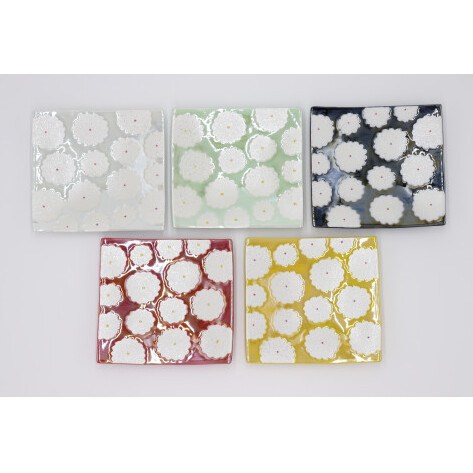 有田焼 利久窯 花真珠角プレート 5色セット 陶窯みかわや A50-165_イメージ5