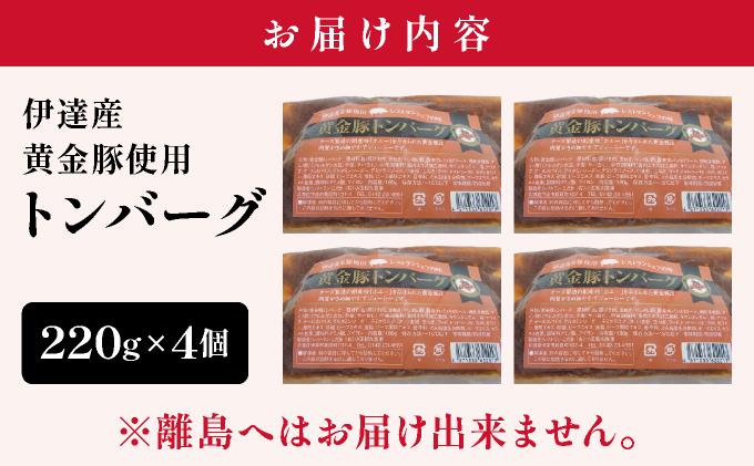 伊達産黄金豚使用【トンバーグ】220g×4個セット
