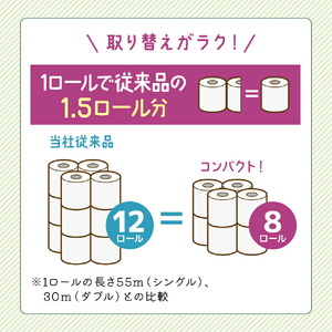 トイレットペーパー ダブル 1.5倍長持ち クリネックス 無香料 8R×8P トイレット