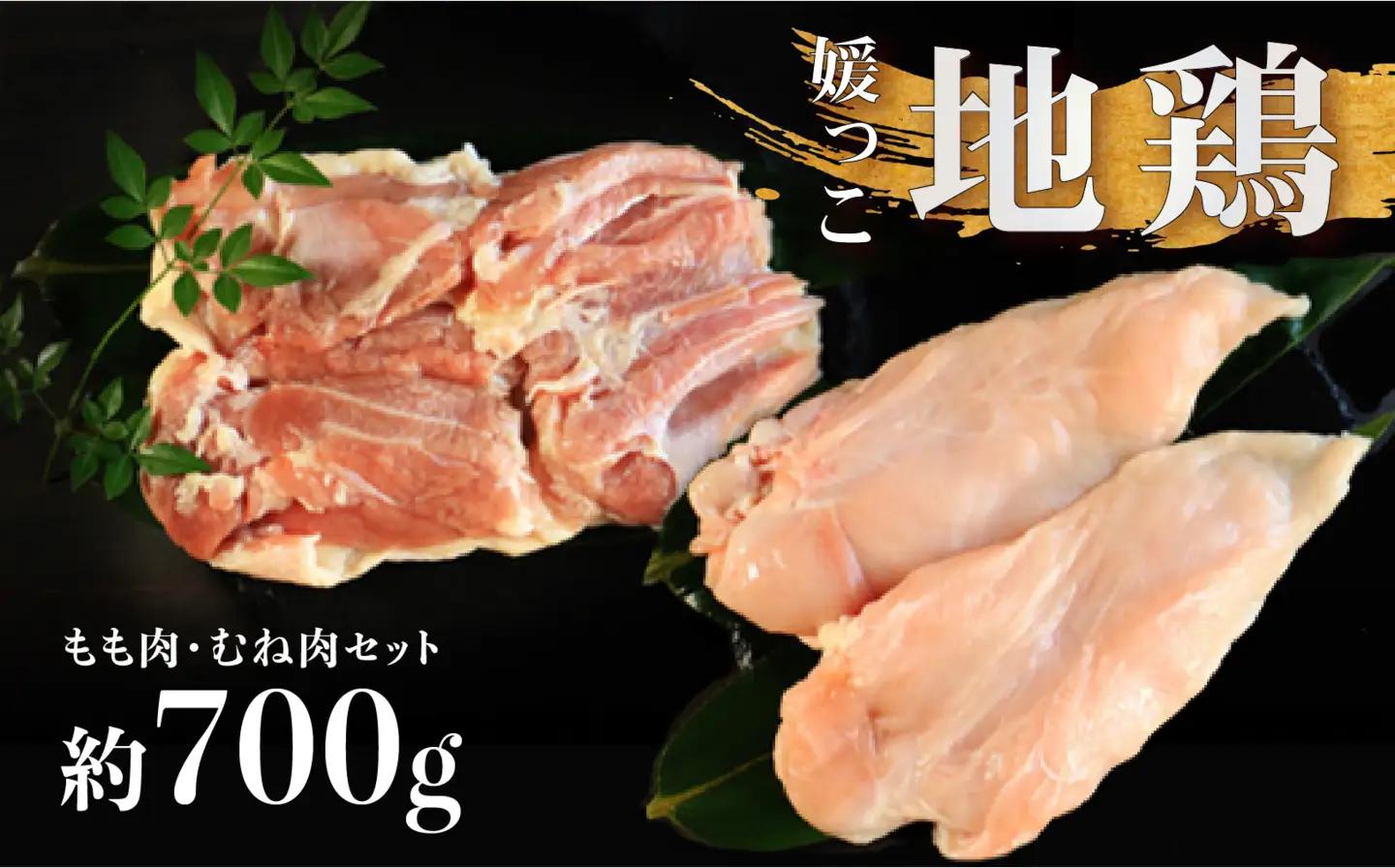 地鶏 愛媛 媛っこ地鶏 もも むね セット 約700g 鶏肉 鳥肉 肉 チキン むね肉 もも肉  焼肉 焼き鳥  BBQ 冷凍 国産 高級 タンパク質 低脂肪 糖質 唐揚げ チキン南蛮 サラダチキン スープ 出汁 ダイエット 愛南町 送料無料 ローカルスタンダード