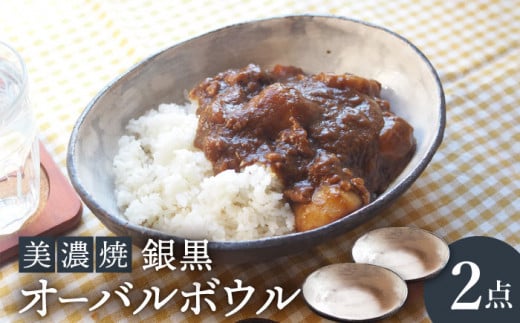 【美濃焼】銀黒オーバルボウル2点 セット【リスの木食器工房】食器 皿 楕円 [TCT006]